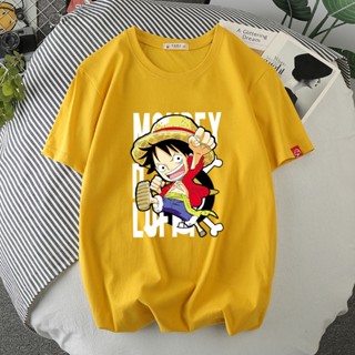 [S-5XL]เสื้อยืด แขนสั้น ลาย One Piece Luffy เหมาะกับฤดูร้อน สำหรับผู้ชาย