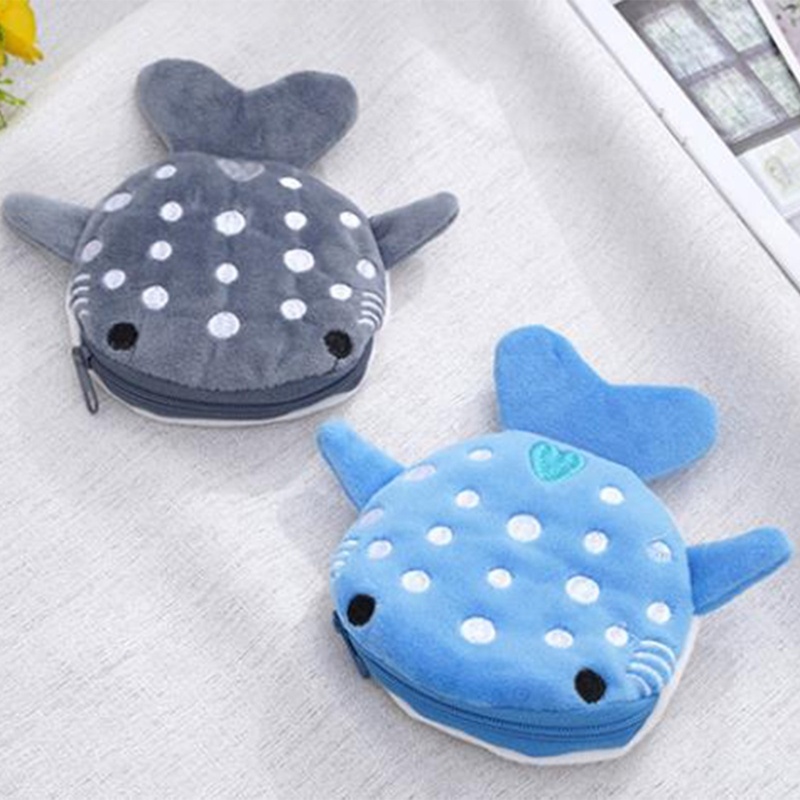 Mdd Lovely Whale Coin Purse Plush Wallet Shark Shape Women s Accessory Bag