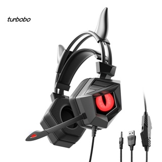 Turbobo ชุดหูฟังเล่นเกม แบบมีสาย RGB เรืองแสง พร้อมไมโครโฟน 3.5 มม. USB สําหรับเดสก์ท็อป