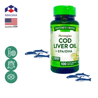 เนเจอร์ ทรูทร์ น้ำมันตับปลา x 100 เม็ด โอเมก้า 3 Nature’s Truth Cod Liver Oil / กินร่วมกับ แอสต้าแซนทีน แคลเซี่ยม น้ำ...