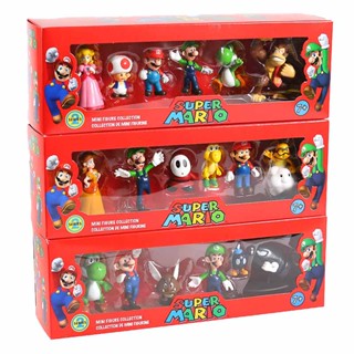 โมเดลฟิกเกอร์ PVC รูป Super Mario Bros Luigi Yoshi Donkey Kong Mushroom ของเล่นสําหรับเด็ก ของขวัญวันเกิด