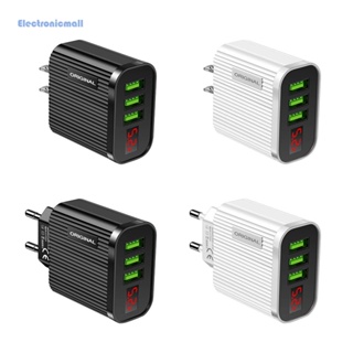 [ElectronicMall01.th] ที่ชาร์จ USB 3 ช่อง หน้าจอดิจิทัล ทนทาน สําหรับสมาร์ทโฟน แท็บเล็ต 3A