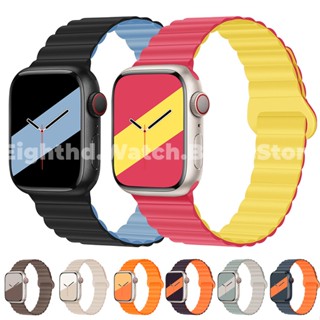 สายนาฬิกาข้อมือแม่เหล็ก อุปกรณ์เสริม สําหรับ Apple Watch Series Ultra 8 7 6 SE 5 4 3 2 1 iWatch ขนาด 49 มม. 45 มม. 41 มม. 44 มม. 40 มม. 42 มม. 38 มม.