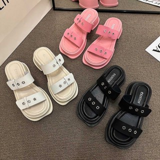 🍑🍃รองเท้าส้นตึก รองเท้าแตะส้นสูง, สูง4cm size35-40, รองเท้าแตะชายหาด