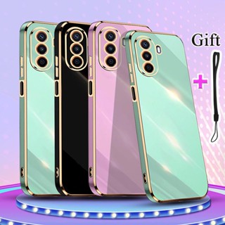 เคสโทรศัพท์ ขอบตรง ชุบไฟฟ้า Huawei Nova Y70 Nova Y70 Plus เคส ซิลิโคนนิ่ม TPU