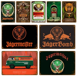 Jaegermeister ป้ายโลหะดีบุก ลายวิสกี้ สไตล์วินเทจ เรโทร สําหรับตกแต่งผนังห้อง