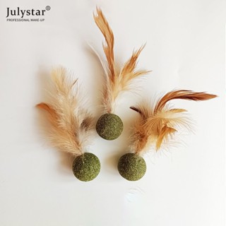 JULYSTAR ใหม่ Catnip Ball Cat Feather ของเล่นบอล Cat Snack ทำความสะอาดฟันกรามกำจัดขน Ball Cat Grass Cat Toy Interactive