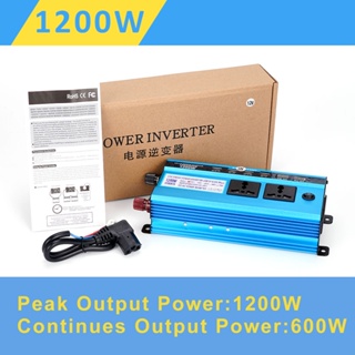 อินเวอร์เตอร์แปลงไฟ 1200W DC 12V 24V 48V 60V เป็น AC 220V จอแสดงผล LED คู่ 4 USB สําหรับรถยนต์