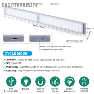 Sagittarius314 Motion Sensor Light Remote Control LED Lamp Bar Timing Night สำหรับอ่านหนังสือตู้เสื้อผ้า