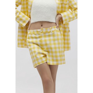 ESP กางเกงลายตาราง ผู้หญิง สีเหลือง | Gingham Shorts | 5850