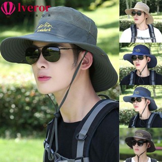 LVEROR Lveror หมวกบักเก็ต ปักลาย ระบายอากาศ