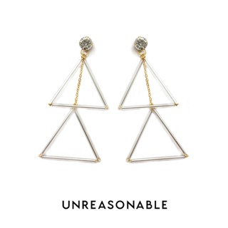 ต่างหู Dubble Triangle เงิน ต่างหูคลิป ต่างหูก้านเงินแท้ น้ำหนักเบา สวยใส่สบาย Unreasonable Accessories UA0431-01