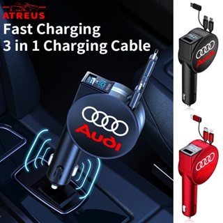 Audi ที่ชาร์จ USB ในรถยนต์ชาร์จเร็ว 3 in 1 จอแสดงผล LED ดิจิทัล ที่จุดบุหรี่ในรถยนต์ สําหรับ Audi A3 8l A1 Q5 TT mk2 A5 A4 B7 B8 B5 A6 C7 C6 Q7 Q3 Q2 E-tron