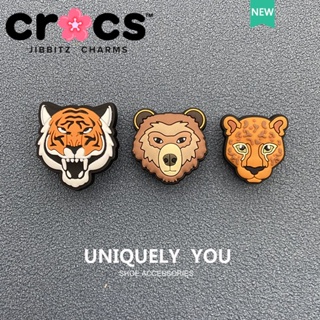 Jibbitz crocs charms หัวเข็มขัด รูปเสือดาว หมีบราวน์ อุปกรณ์เสริม สําหรับตกแต่งรองเท้า DIY