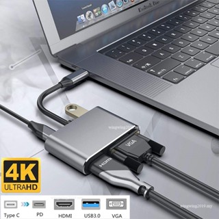 4 in 1 อะแดปเตอร์แปลงเสียงวิดีโอ USB c HDMI Type c เป็น HDMI 4K VGA USB3.0 PD 87W ชาร์จเร็ว สําหรับ Macbook pro Samsung s9 s10