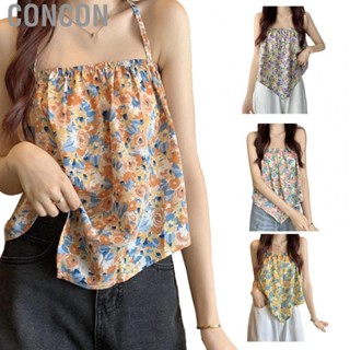 Concon Halter Tank Tops  Breathable Short Top Floral for Women Daily