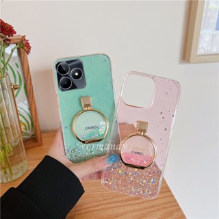 เคสโทรศัพท์มือถือ TPU ใส แบบนิ่ม ลายกากเพชร มีทรายไหล สําหรับ Realme C53 C55 C33 C35 C30 C30S NFC 10T 10 Pro Plus Pro+ 5G 4G