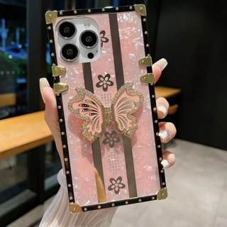 เคสโทรศัพท์มือถือ ทรงสี่เหลี่ยม ลายผีเสื้อ พร้อมขาตั้ง สําหรับ Infinix Hot 30 Play 30i 20 20s 20i 12i 12 Pro