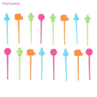 Thevantin ส้อมจิ้มอาหารกลางวัน รูปสัตว์ ขนาดเล็ก อุปกรณ์เสริม สําหรับเด็ก 16 ชิ้น