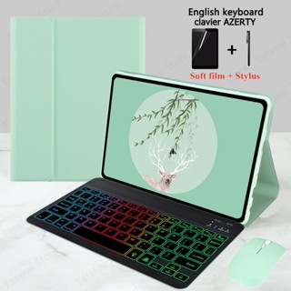 เคสคีย์บอร์ด สีรุ้ง สําหรับ Clavier Xiaomi Pad 5 AZERTY French for Xiaomi Mi Pad 5 Case Mi Pad 5 Pro 11 นิ้ว Clavier