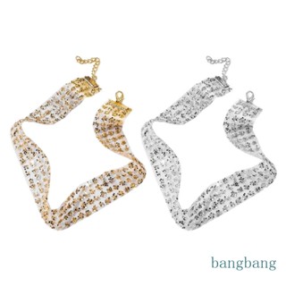 Bangb สร้อยคอโชคเกอร์ โซ่สั้น ประดับพลอยเทียม คอกว้าง เซ็กซี่ เครื่องประดับแฟชั่น สําหรับผู้หญิง