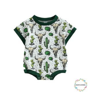 Babyclom- ชุดรอมเปอร์ บอดี้สูท คอกลม แขนสั้น พิมพ์ลายวัว ฤดูร้อน ลําลอง สําหรับเด็กผู้ชาย และเด็กผู้หญิง