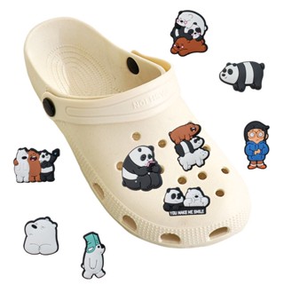 We Bare Bears Jibitz Crocs Panda จี้รูปหมี สไตล์ญี่ปุ่น อุปกรณ์เสริม สําหรับตกแต่งรองเท้าผู้ชาย