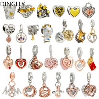 Dinglly จี้รูปหัวใจ ชุบโลหะผสม สองสี สําหรับทําเครื่องประดับ Diy