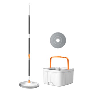 Round Flexible Long Handle Wet Dry 360 Rotating Flat Design Microfibre Cloth With Turbo Flushing Bucket Spin Mop