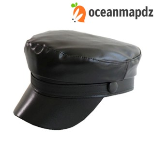 OCEANMAPDZ หมวกเบเร่ต์ หนัง PU ให้ความอบอุ่น เข้ากับทุกการแต่งกาย สไตล์อังกฤษ สําหรับผู้หญิง