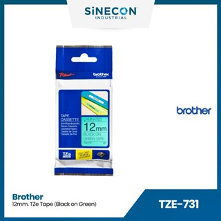 Brother บราเดอร์ TZE-731 เทปพิมพ์อักษร ดำ/เขียว แบบเคลือบพลาสติก TZE ขนาด 12mm. สำหรับเครื่องพิมพ์ฉลาก