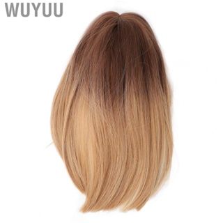 Wuyuu Highlight Wig  Shoulder Length Middle Divide Heat Resistant Fiber Straight Short Mixed Color for Concerts