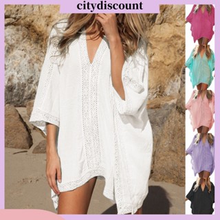 &lt;citydiscount&gt; เสื้อคลุม คอวี โพลีเอสเตอร์ ระบายอากาศ เซ็กซี่ สําหรับผู้หญิง ว่ายน้ํา ชายหาด