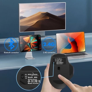 GOOJODOQ เมาส์ไร้สาย Bluetooth 2.4G 4000 DPI ชาร์จเงียบ ใช้กับแล็ปท็อป/แท็บเล็ต/Android gaming