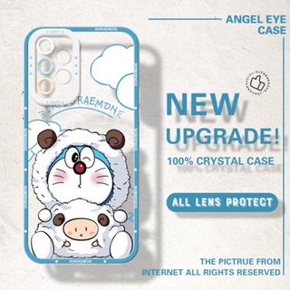 เคสโทรศัพท์มือถือแบบนิ่ม TPU ใส กันรอยกล้อง ลายโดเรม่อนน่ารัก สําหรับ Samsung A31 A33 A42 A50 A50s A51 A52 A52s A53 A71 A72