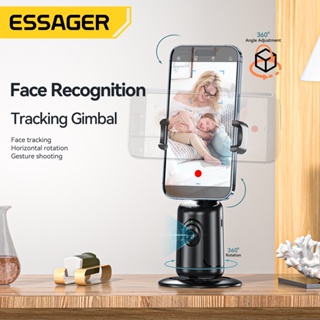 Essager ขาตั้งกล้องติดตามใบหน้าอัตโนมัติ 360°ที่วางโทรศัพท์ แบบหมุนได้ สําหรับไลฟ์สด Vlog สตรีมมิ่ง วิดีโอ ไม้เซลฟี่ กิมบอล