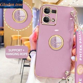 เคสโทรศัพท์มือถือ ลายต้นไม้ Gloden พร้อมขาตั้ง และสายคล้อง สําหรับ OPPO Reno 7 Pro 5G Reno 7SE 5G