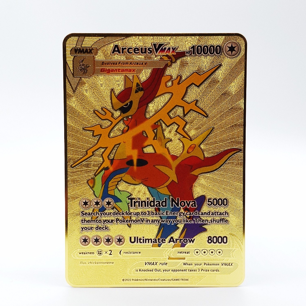 การ์ดโลหะโปเกมอน Arceus Vmax 10000HP บัตรทองอังกฤษ กของสะสมของเล่นเด็