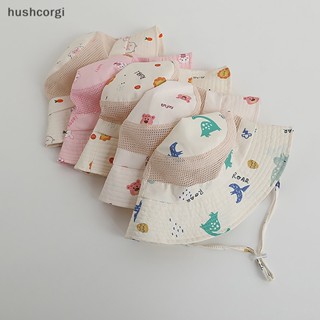 [hushcorgi] หมวกบักเก็ต ผ้าตาข่าย พิมพ์ลายการ์ตูน ป้องกันรังสียูวี แฟชั่นฤดูร้อน สําหรับเด็กผู้ชาย ผู้หญิง 3-8 ปี พร้อมส่ง