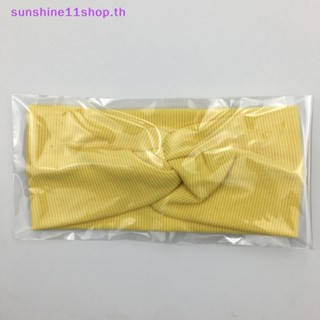 Sunshop ที่คาดผม ผ้าถักนิตติ้ง ยืดหยุ่น สีพื้น สําหรับเด็กทารกผู้หญิง