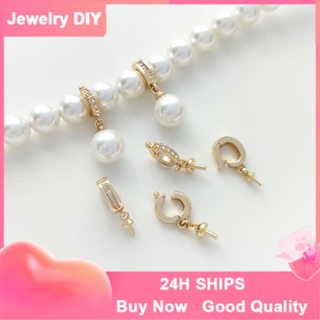 【❤️เครื่องประดับ DIY❤️】บักเกิล ประดับไข่มุก เพทาย สีทอง 14k ถอดออกได้ diy อุปกรณ์เสริม[จี้ชาร์ม/จี้/จี้สร้อยคอ/จี้ ทองคํา/จี้ทองคําแท้/เครื่องประดับสร้อย/เครื่องประดับสร้อยคอ/pendant]