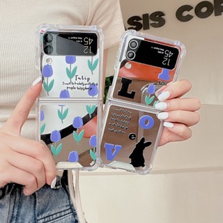 สวยงาม ดอกทิวลิป กระจก Samsung Zflip 3 4 เคส หวาน และเย็น กันกระแทก ป้องกันฝุ่น