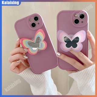 เคสโทรศัพท์มือถือ Tpu ลายผีเสื้อ สีม่วง พร้อมขาตั้ง สําหรับ iPhone 14 Pro Max 13pro Max 12 Pro Max 11 Pro Max Xs Max Xr X 7 8Plus