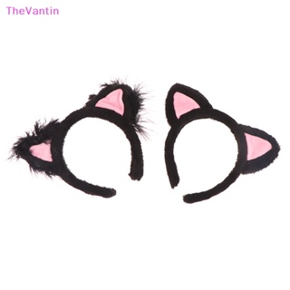 Thevantin ที่คาดผม ผ้ากํามะหยี่ขนนิ่ม รูปหูแมวน่ารัก สําหรับล้างหน้า