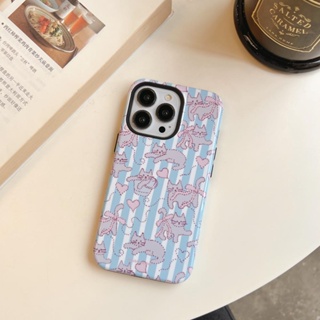 เคสโทรศัพท์มือถือแบบแข็ง ลายทางแมวสีฟ้า สําหรับ iPhone 11 12 12Pro 12ProMax 13 13Pro 13ProMax 14 14Pro 14ProMax