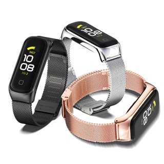 สายนาฬิกาข้อมือ สเตนเลส โลหะ ตาข่าย สีดํา สําหรับ Samsung Galaxy Fit 2 Fit2 SM R220