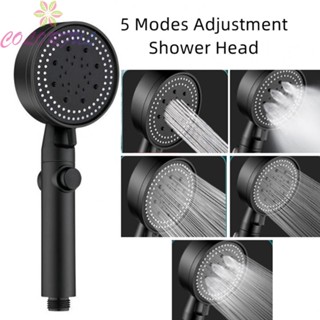 【COLORFUL】Shower Heads Black 1pc 5 Modes ABS Plastic Adjustable Pressurized Shower