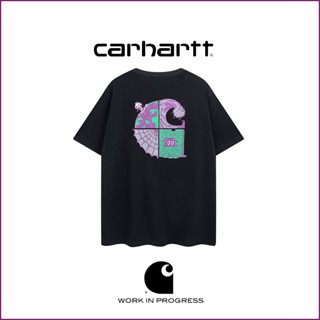 Carhartt Carhart เสื้อยืดแขนสั้น ผ้าฝ้าย พิมพ์ลาย ทรงหลวม แฟชั่นฤดูร้อน สําหรับผู้ชาย และผู้หญิง