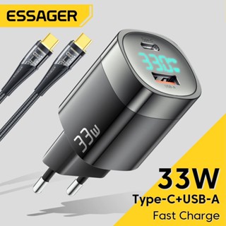 Essager ที่ชาร์จดิจิทัล หน้าจอ PD USB C 33W ชาร์จเร็ว สําหรับ iPhone 14 13 12 Max Pro iPad Xiaomi Poco Samsung