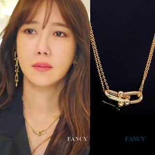 Fancy เครื่องประดับแฟชั่น สร้อยคอ สเตนเลส ชุบทอง รูปตัว U สไตล์เกาหลี